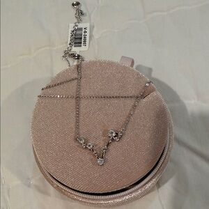 Chic Pink Jewelry Case with Dazzling Necklace